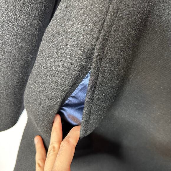 J.Crew Nello Gori Italian Stadium Cloth Villa Cocoon Black Wool Coat Size 2 Tall - Picture 9 of 12